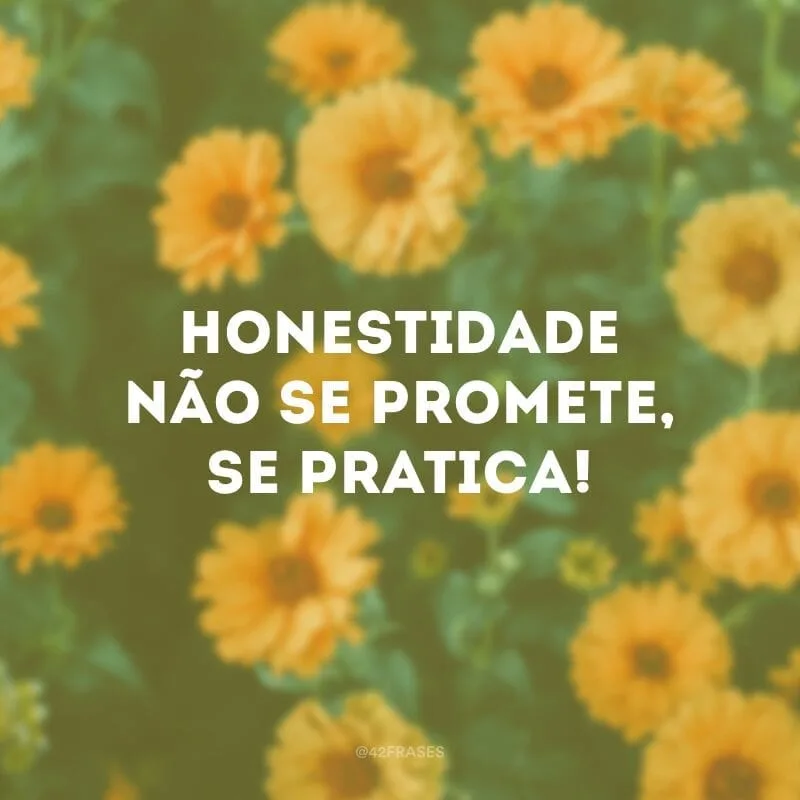 Honestidade não se promete, se pratica!