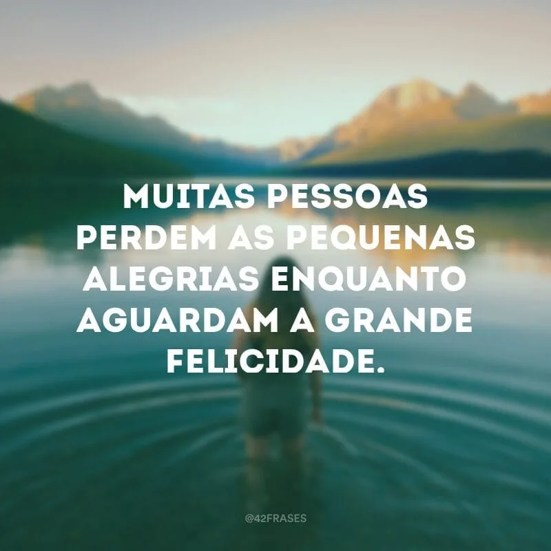 Muitas pessoas perdem as pequenas alegrias enquanto aguardam a grande felicidade.