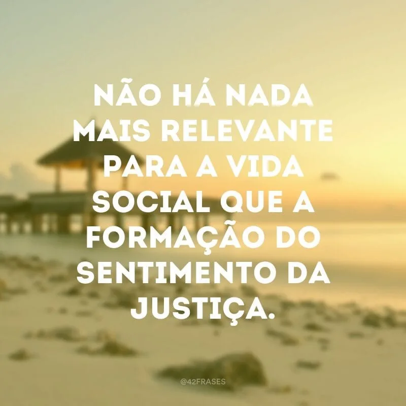 Não há nada mais relevante para a vida social que a formação do sentimento da justiça.