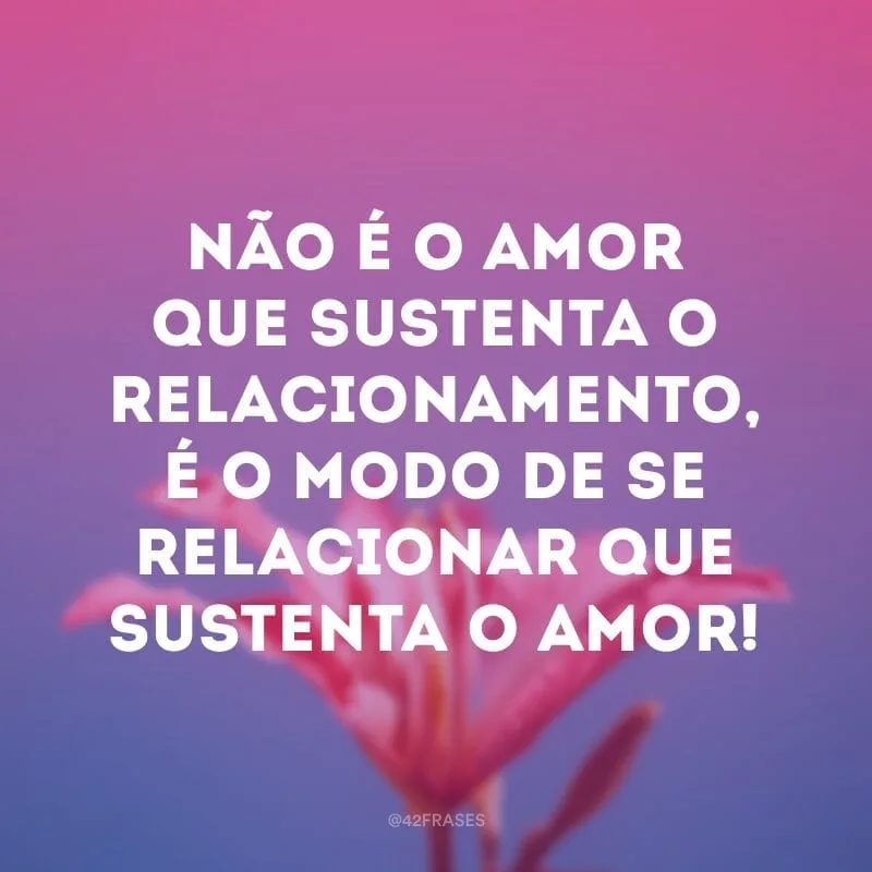Não é o amor que sustenta o relacionamento, é o modo de se relacionar que sustenta o amor!