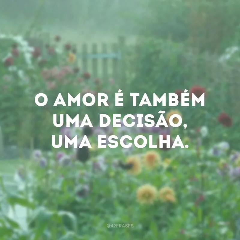 O amor é também uma decisão, uma escolha.
