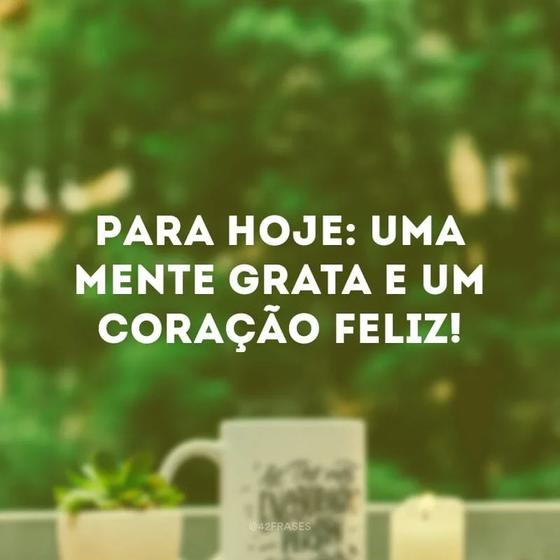 Para hoje: uma mente grata e um coração feliz!