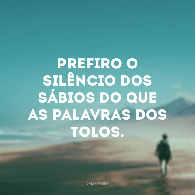 Prefiro o silêncio dos sábios do que as palavras dos tolos.