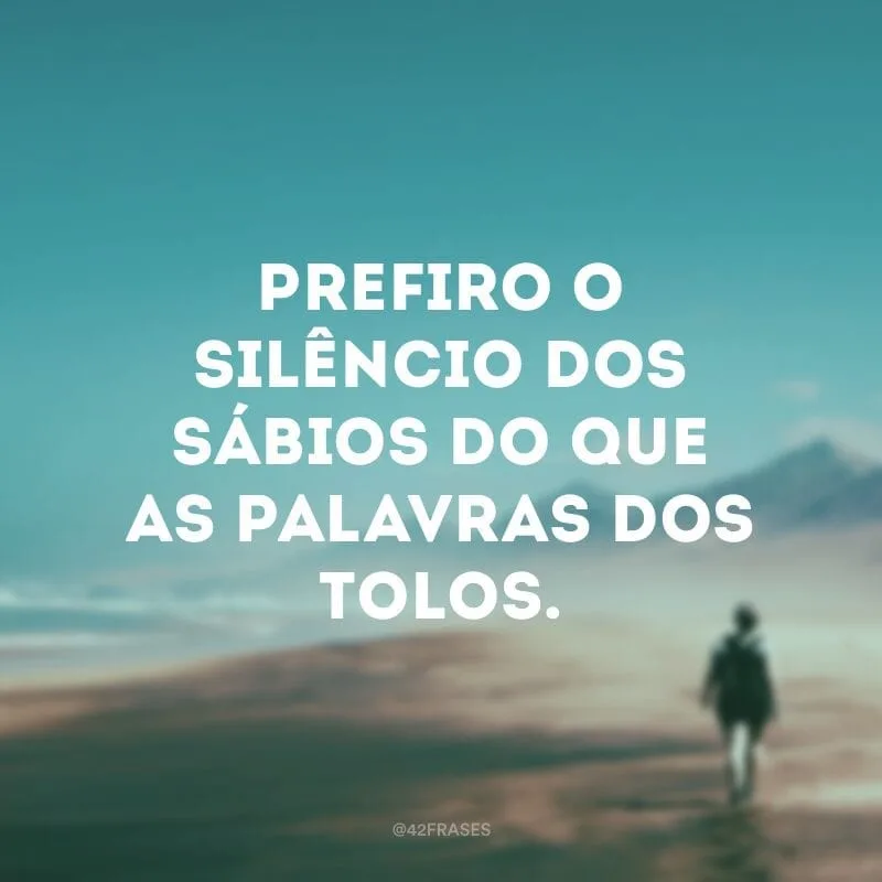 Prefiro o silêncio dos sábios do que as palavras dos tolos.