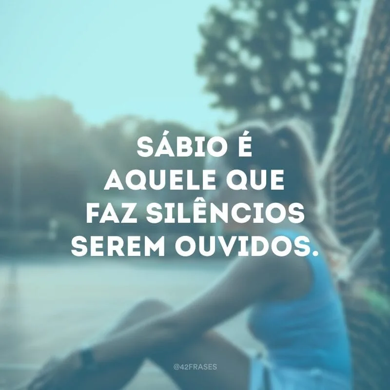 Sábio é aquele que faz silêncios serem ouvidos.