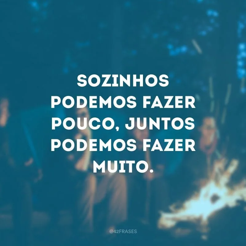 Sozinhos podemos fazer pouco, juntos podemos fazer muito.