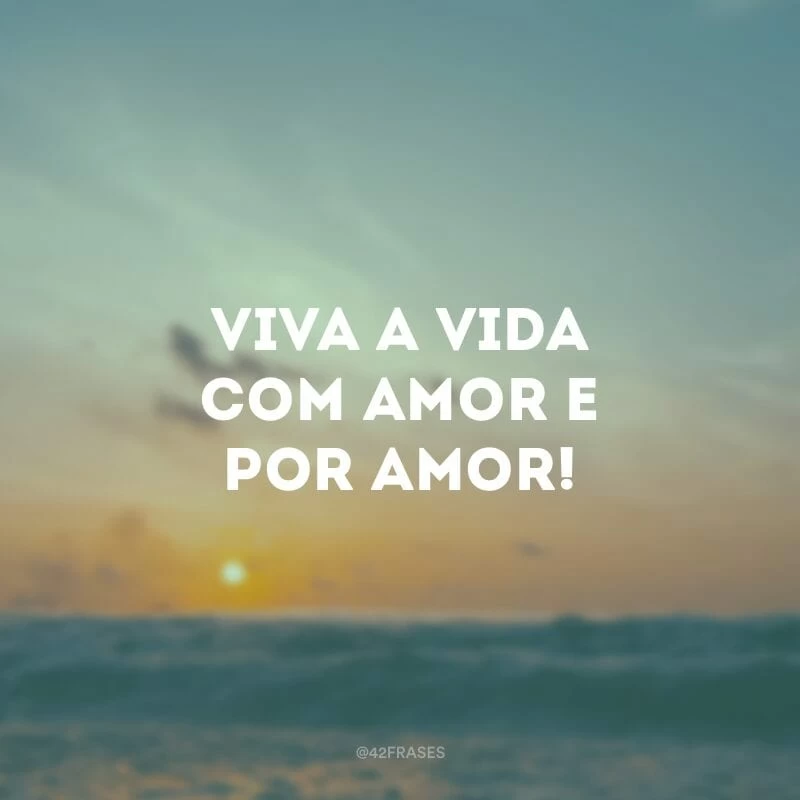 Viva a vida com amor e por amor!
