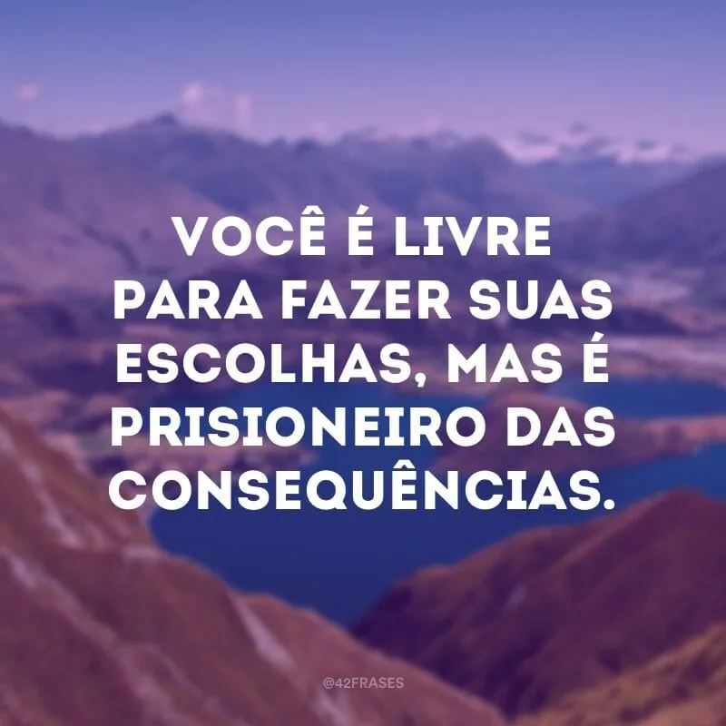 Você é livre para fazer suas escolhas, mas é prisioneiro das consequências.