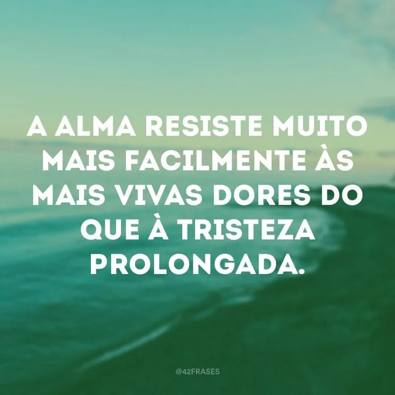 A alma resiste muito mais facilmente às mais vivas dores do que à tristeza prolongada.