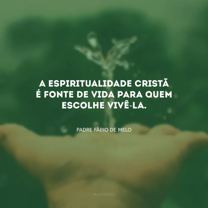 A espiritualidade cristã é fonte de vida para quem escolhe vivê-la.