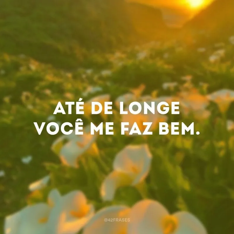 Até de longe você me faz bem.