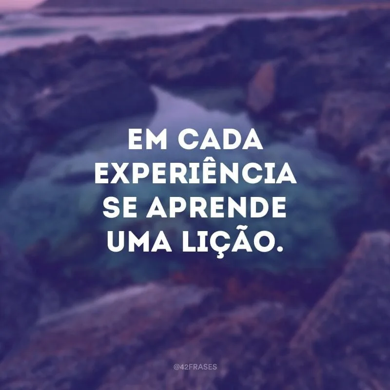 Em cada experiência se aprende uma lição.