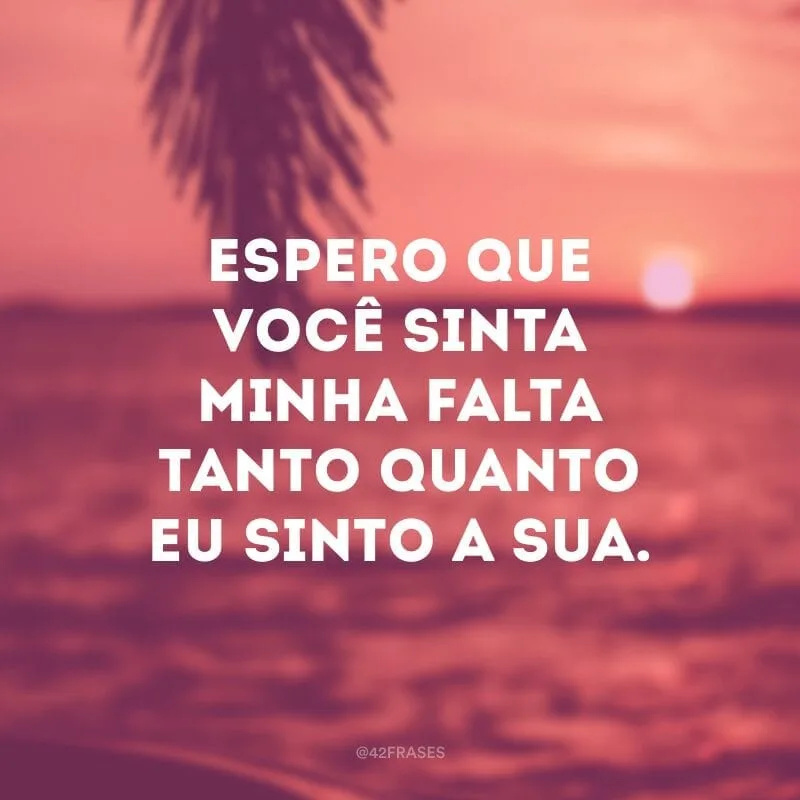 Espero que você sinta minha falta tanto quanto eu sinto a sua.