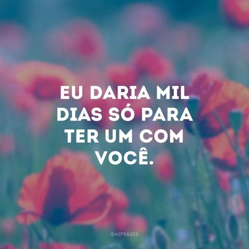 Eu daria mil dias só para ter um com você.