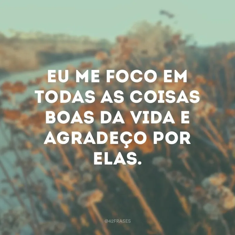 Eu me foco em todas as coisas boas da vida e agradeço por elas.