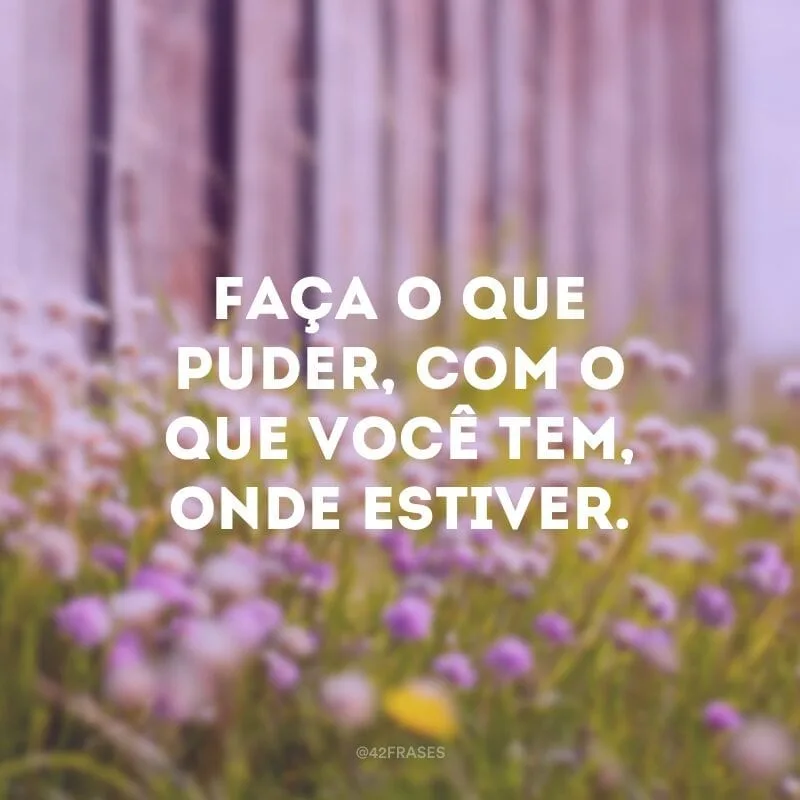 Faça o que puder, com o que você tem, onde estiver.