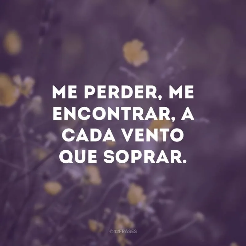Me perder, me encontrar, a cada vento que soprar.