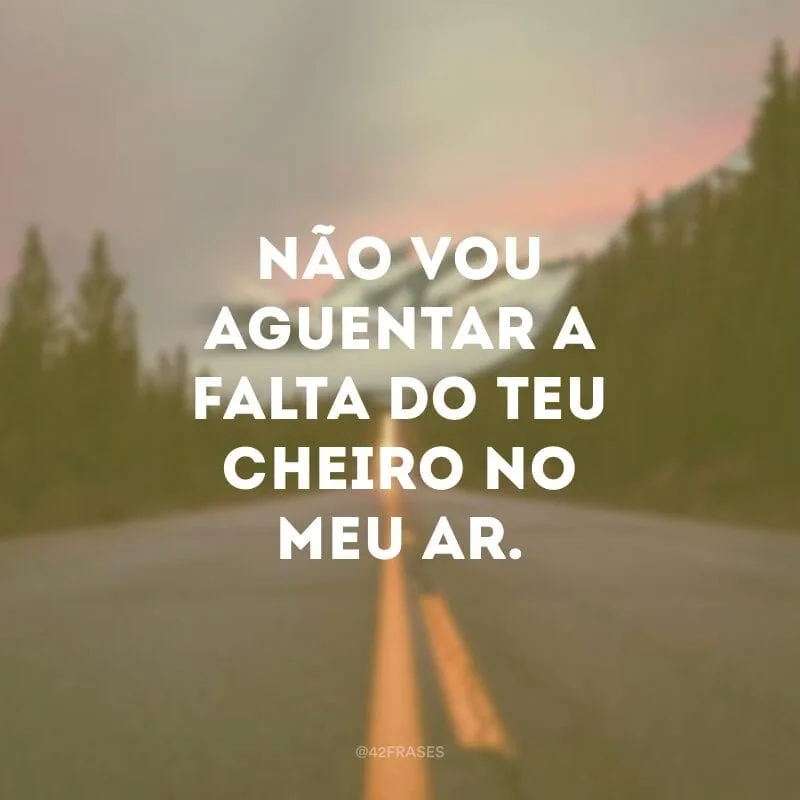 Não vou aguentar a falta do teu cheiro no meu ar.