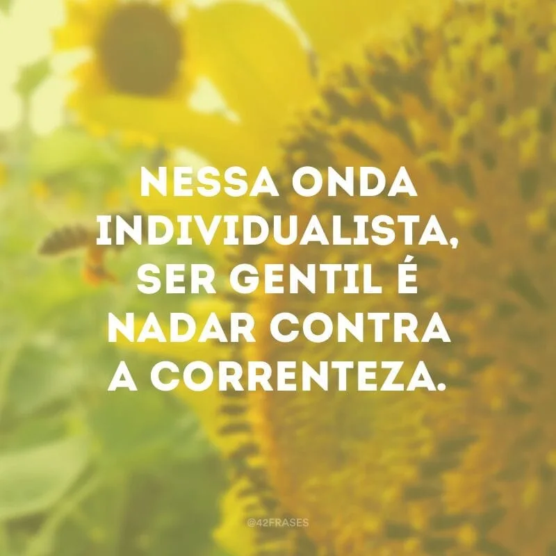 Nessa onda individualista, ser gentil é nadar contra a correnteza.