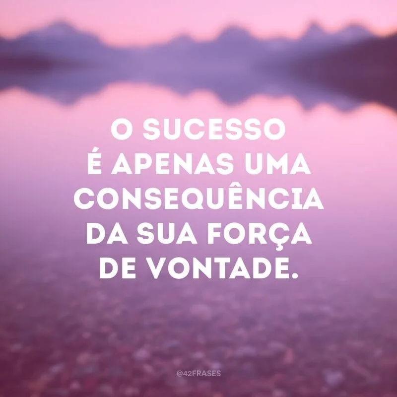 O sucesso é apenas uma consequência da sua força de vontade.