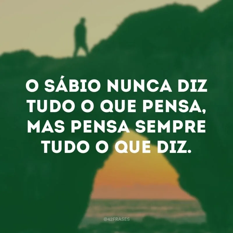 O sábio nunca diz tudo o que pensa, mas pensa sempre tudo o que diz.