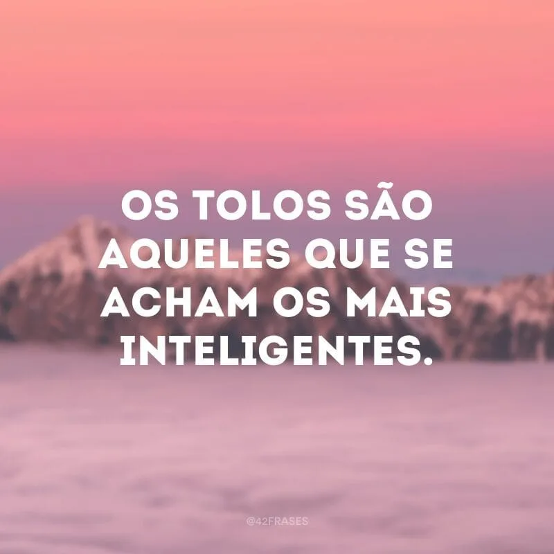 Os tolos são aqueles que se acham os mais inteligentes.