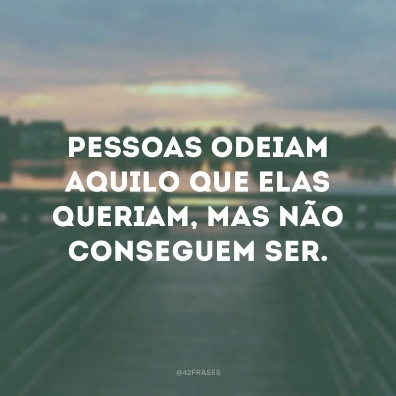 Pessoas odeiam aquilo que elas queriam, mas não conseguem ser.