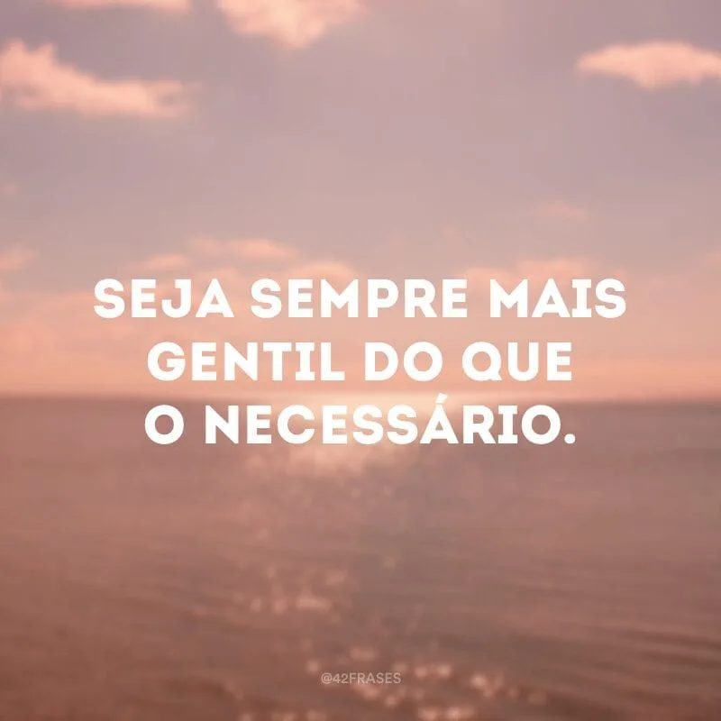 Seja sempre mais gentil do que o necessário.