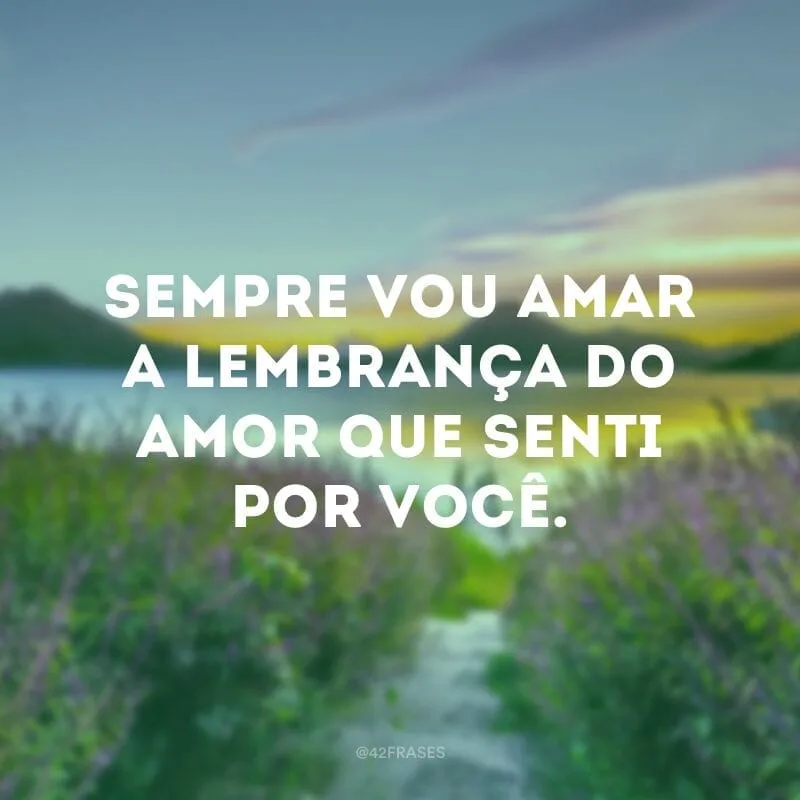Sempre vou amar a lembrança do amor que senti por você.