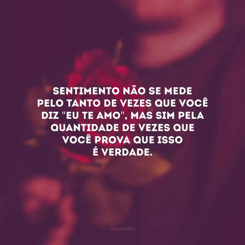 Sentimento não se mede pelo tanto de vezes que você diz \"eu te amo\", mas sim pela quantidade de vezes que você prova que isso é verdade.
