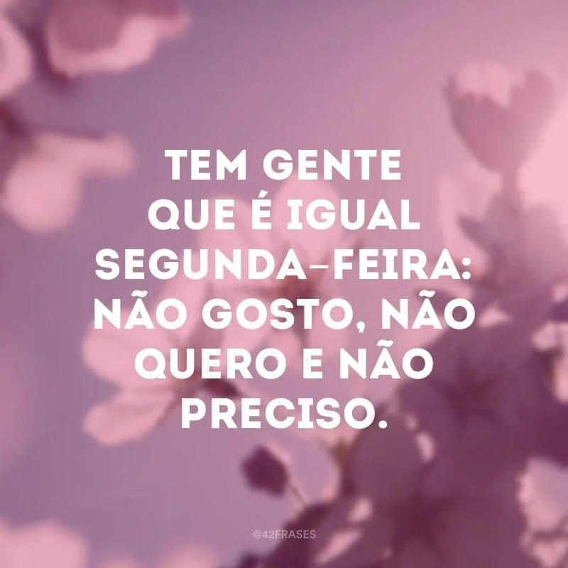 Tem gente que é igual segunda-feira: não gosto, não quero e não preciso.