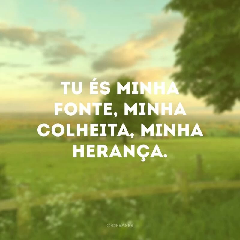 Tu és minha fonte, minha colheita, minha herança.