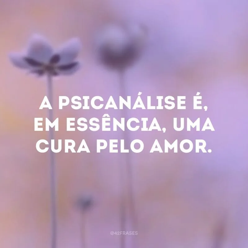 A Psicanálise é, em essência, uma cura pelo amor.