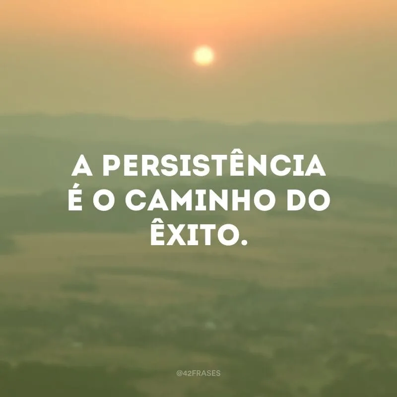 A persistência é o caminho do êxito.