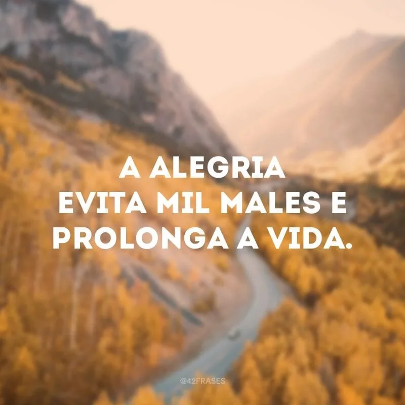 A alegria evita mil males e prolonga a vida. 