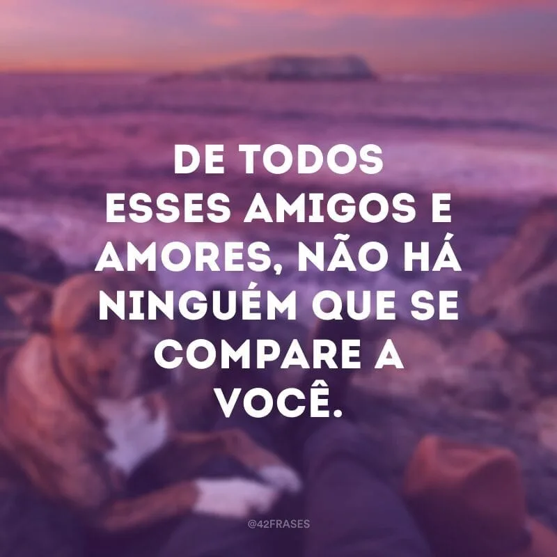 De todos esses amigos e amores, não há ninguém que se compare a você.