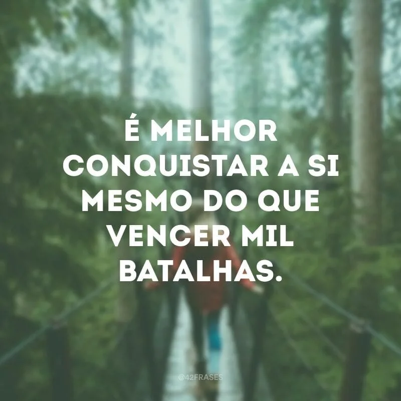 É melhor conquistar a si mesmo do que vencer mil batalhas.