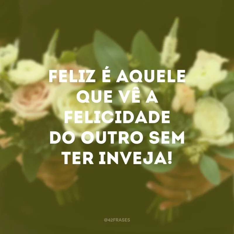 Feliz é aquele que vê a felicidade do outro sem ter inveja!