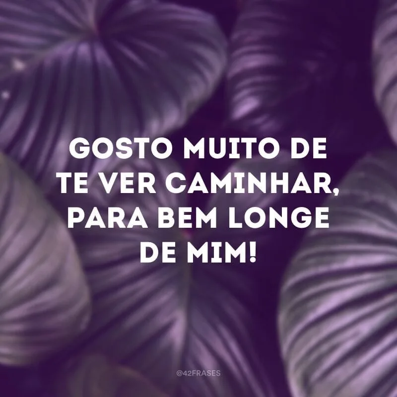 Gosto muito de te ver caminhar, para bem longe de mim!