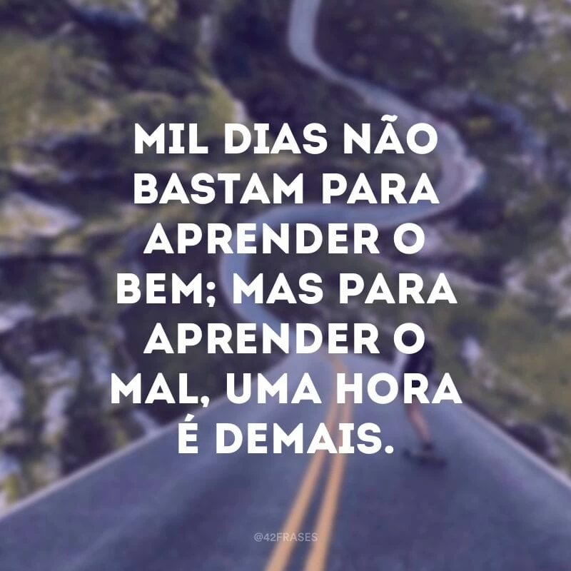 Mil dias não bastam para aprender o bem; mas para aprender o mal, uma hora é demais. 