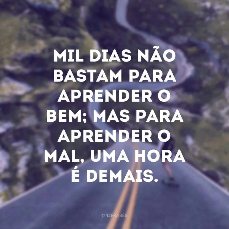 Mil dias não bastam para aprender o bem; mas para aprender o mal, uma hora é demais. 