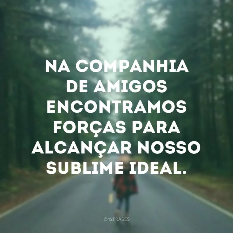 Na companhia de amigos encontramos forças para alcançar nosso sublime ideal. 