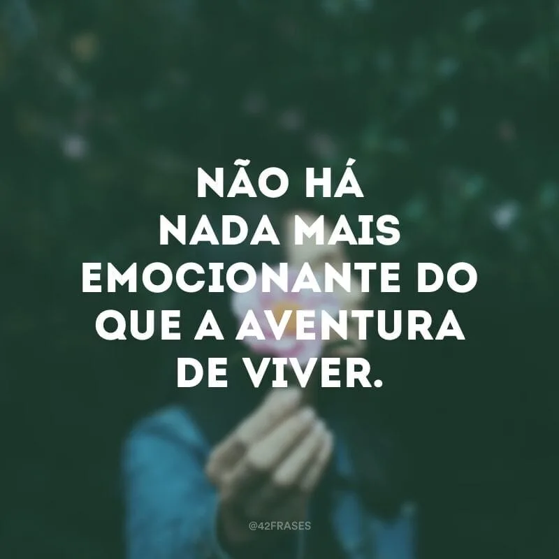Não há nada mais emocionante do que a aventura de viver.