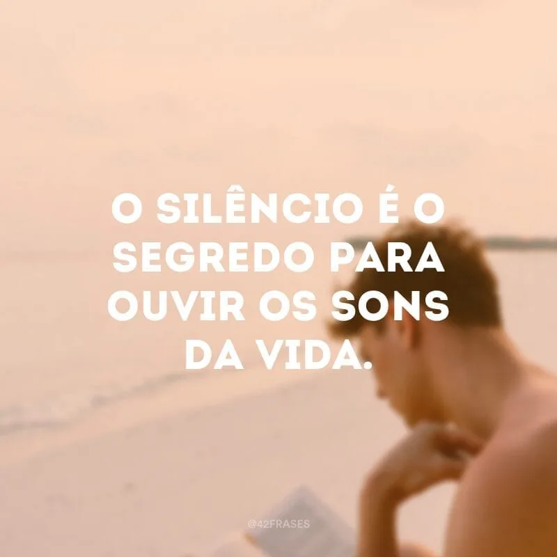 O silêncio é o segredo para ouvir os sons da vida.