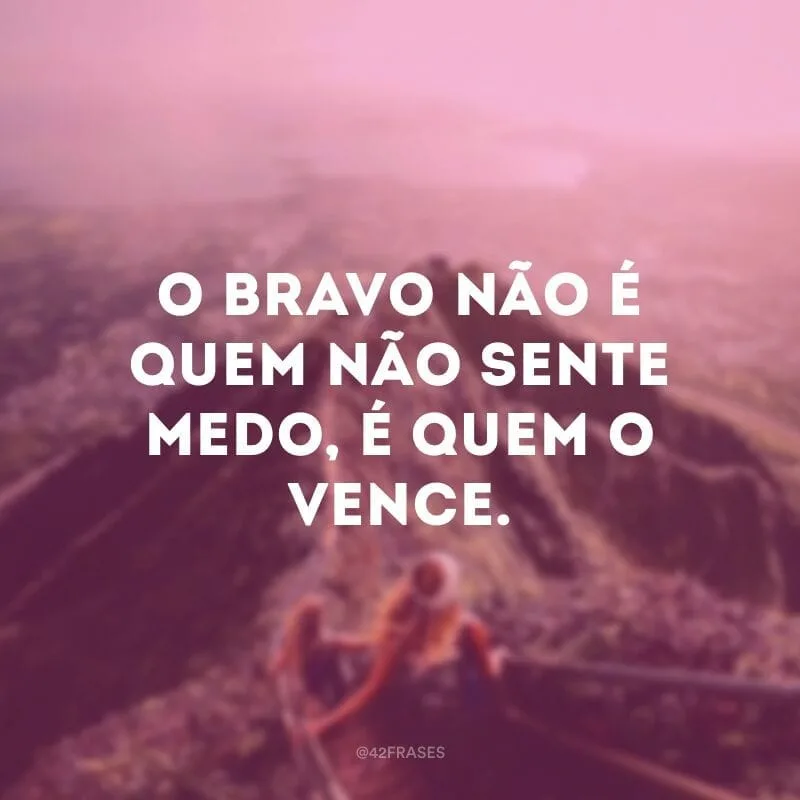O bravo não é quem não sente medo, é quem o vence. 