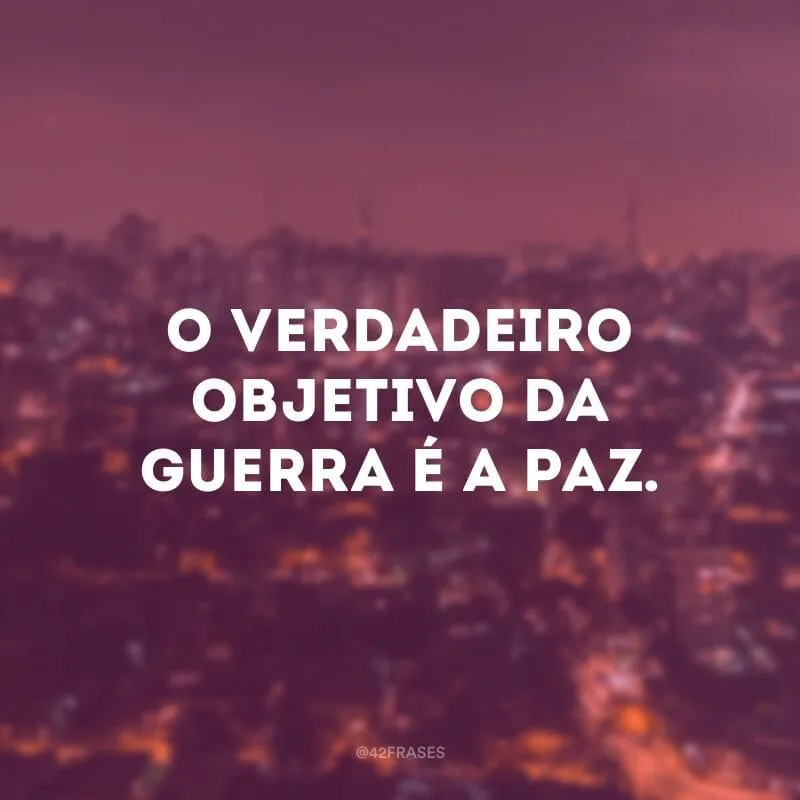 O verdadeiro objetivo da guerra é a paz. 