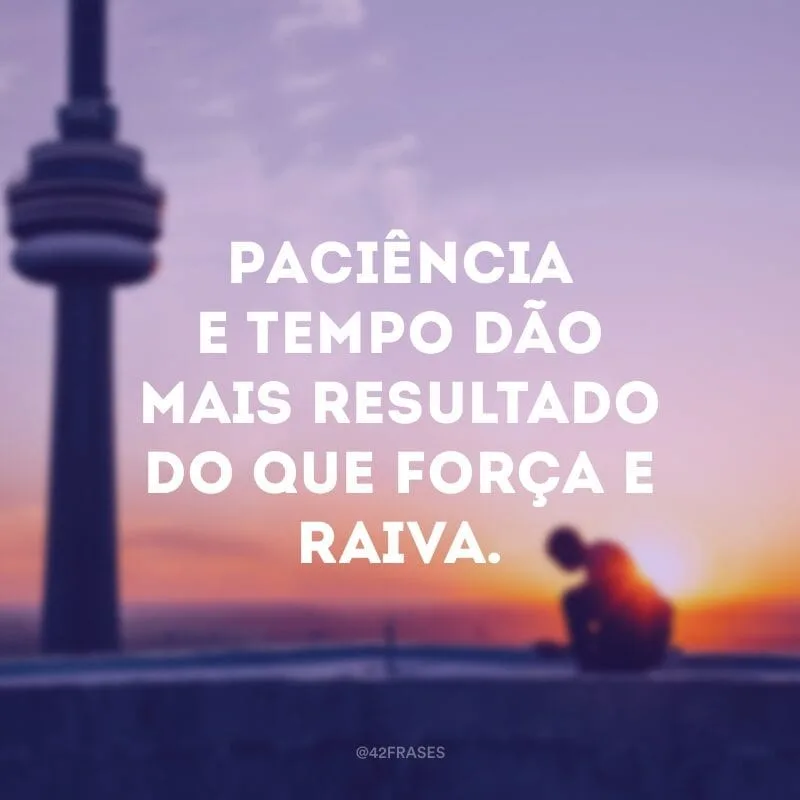 Paciência e tempo dão mais resultado do que força e raiva.