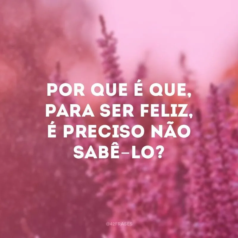 Por que é que, para ser feliz, é preciso não sabê-lo?