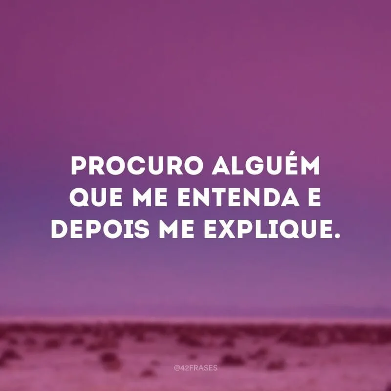 Procuro alguém que me entenda e depois me explique.