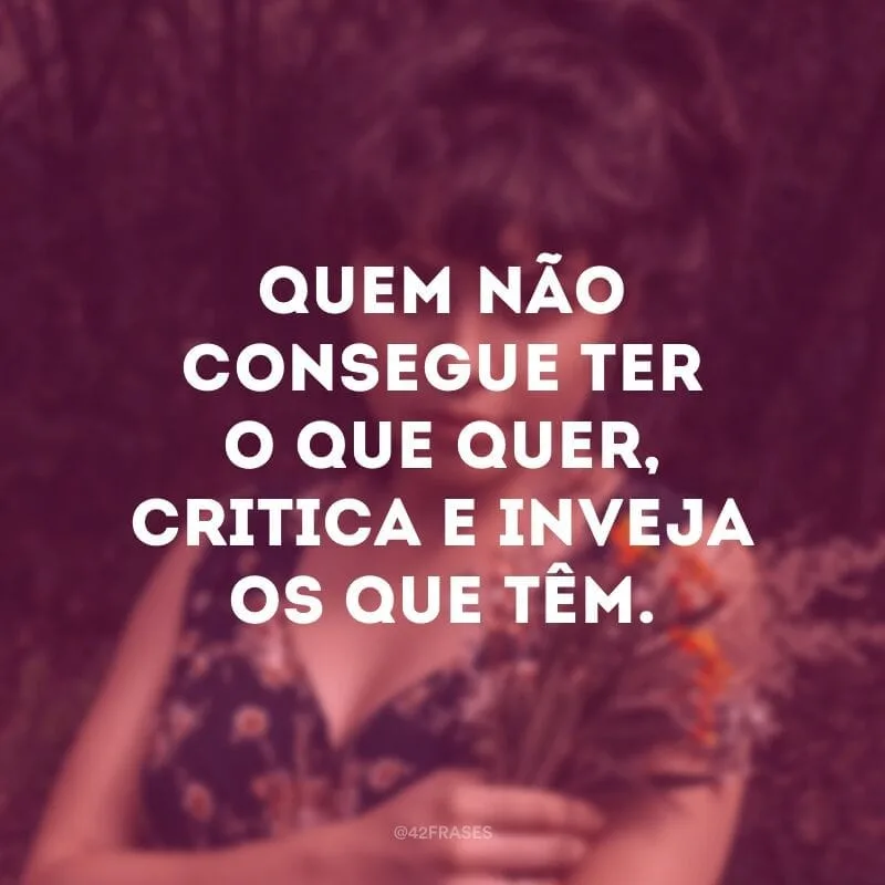 Quem não consegue ter o que quer, critica e inveja os que têm.